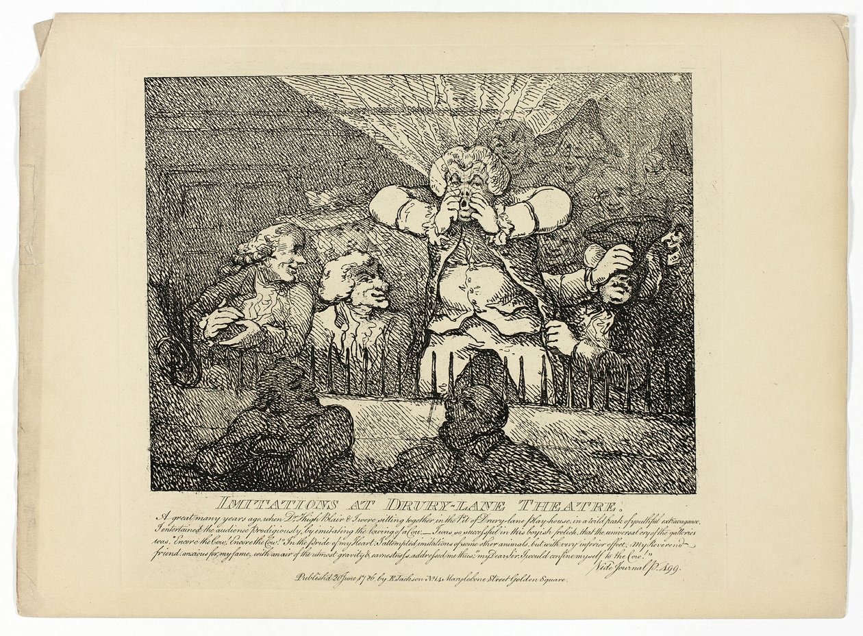 Utánzatok és Drury-Lane színház, Boswell Hebridák körútja című művéből alkotó: Thomas Rowlandson