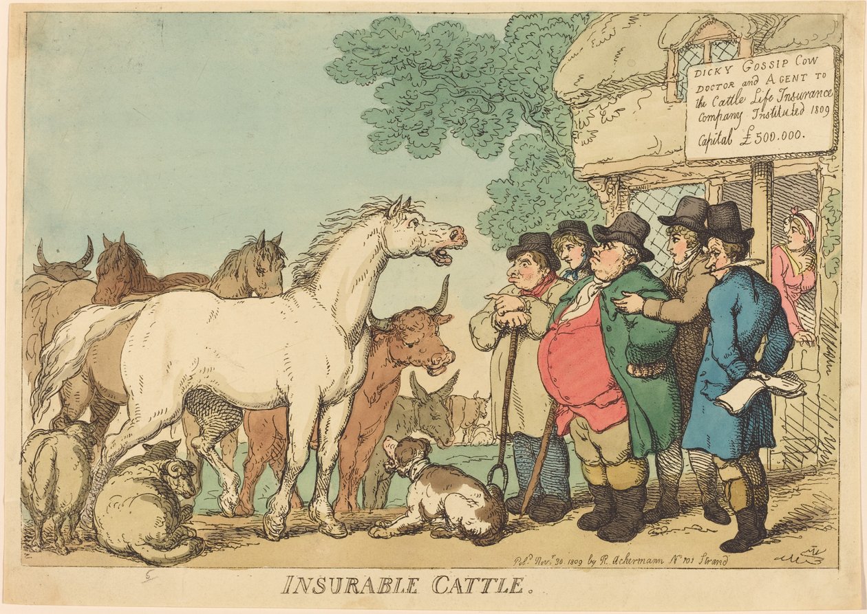 Biztosított szarvasmarha alkotó: Thomas Rowlandson