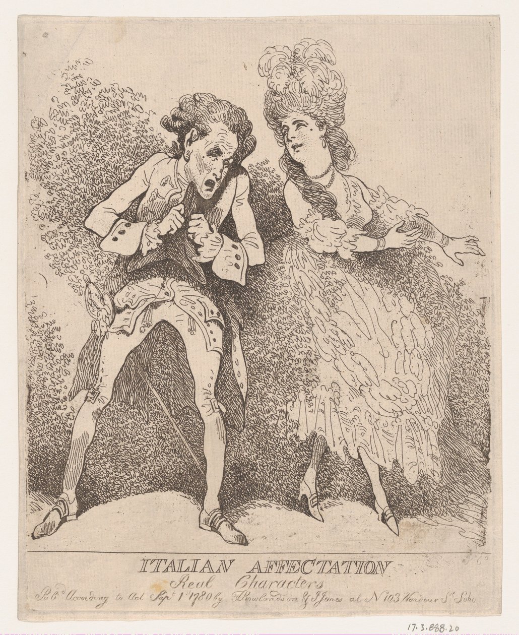 Olasz Affectation, Valódi karakterek, 1780. szeptember 1., 1780. szeptember 1. alkotó: Thomas Rowlandson