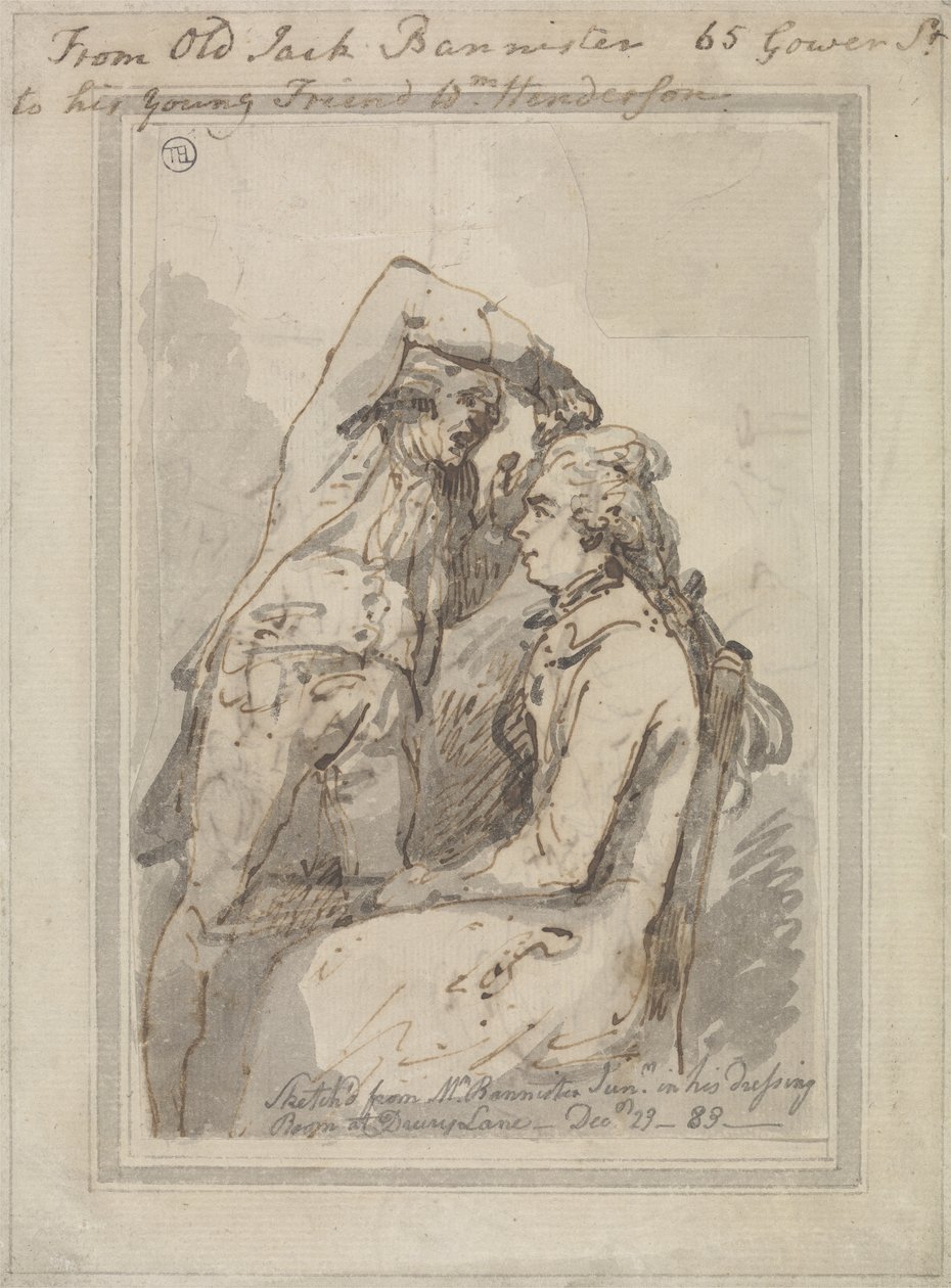John Bannister a Drury Lane-i öltözőjében alkotó: Thomas Rowlandson