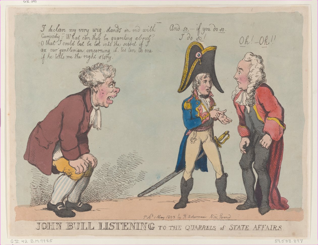 John Bull hallgatja az államügyek viszályait, 1803. május 1., 1803. május 1. alkotó: Thomas Rowlandson