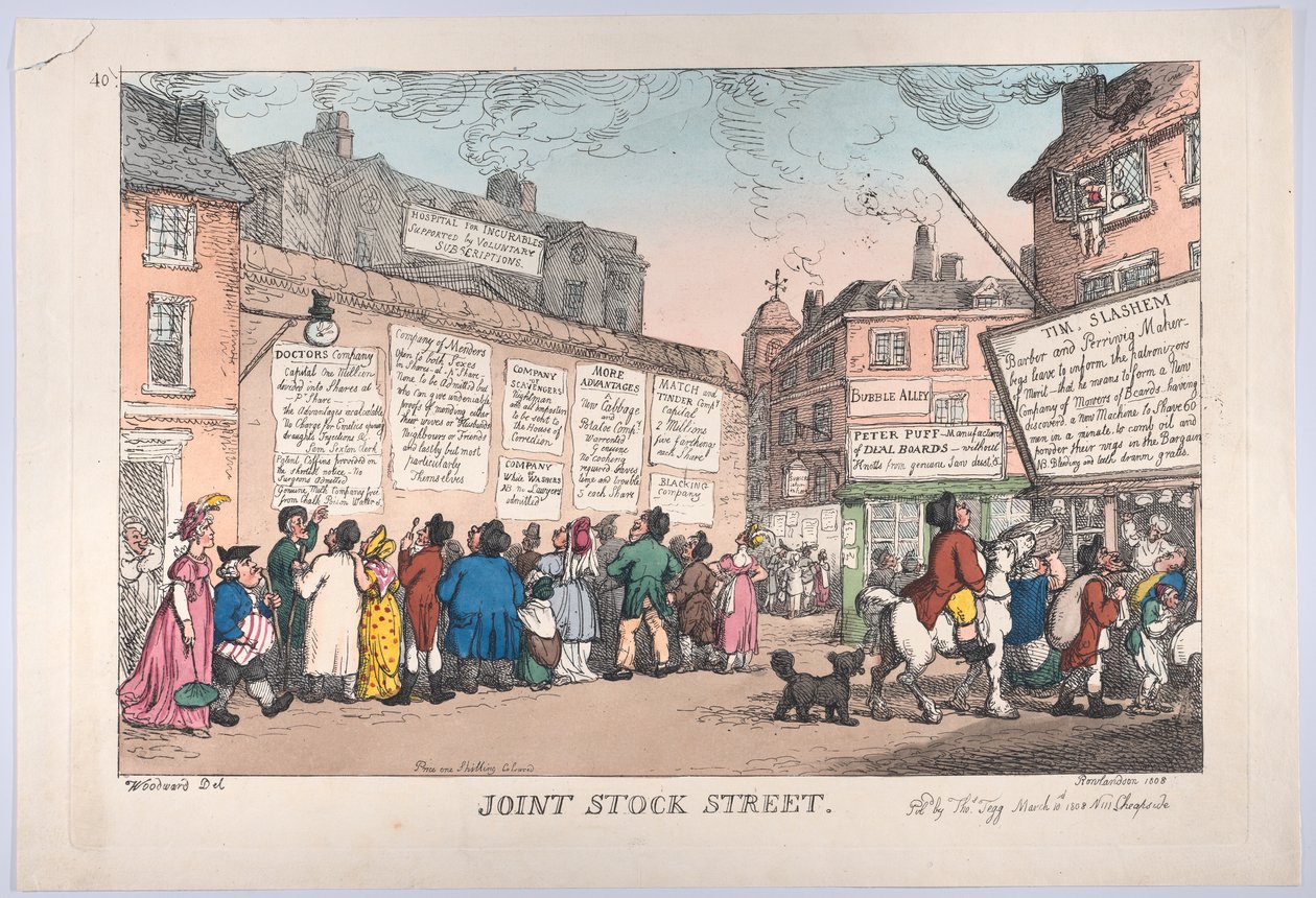 Részvény utca, 1808. március 10., 1808 március 10. alkotó: Thomas Rowlandson