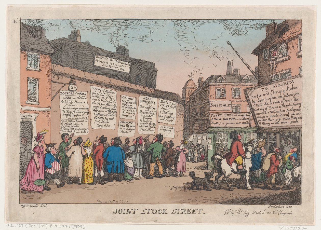 Részvény utca, 1808. március 10., 1808 március 10. alkotó: Thomas Rowlandson