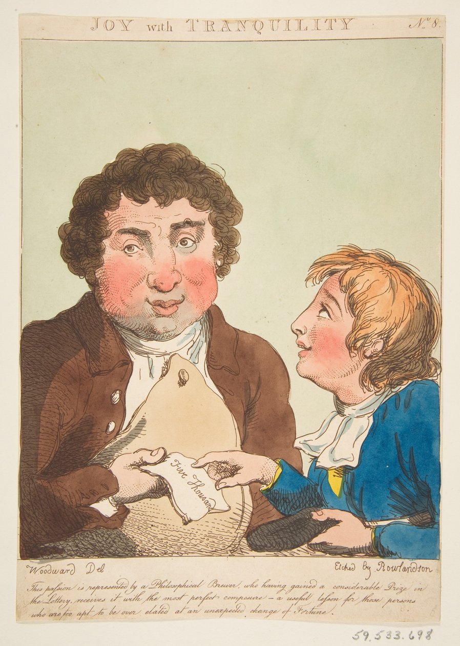 Joy with Tranquility Le Brun Travested, avagy A szenvedélyek karikatúrái, 1800. január 21. alkotó: Thomas Rowlandson