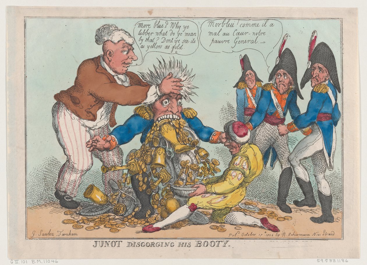 Junot Disgorging His Booty, 1808. október 17., 1808. október 17. alkotó: Thomas Rowlandson