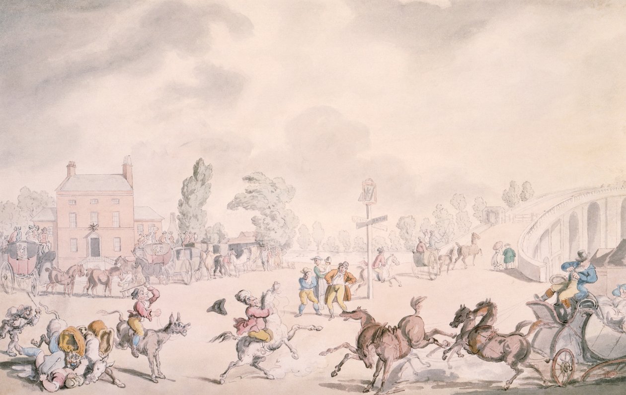 „Kew Bridge”, Kew, London, 1819 alkotó: Thomas Rowlandson