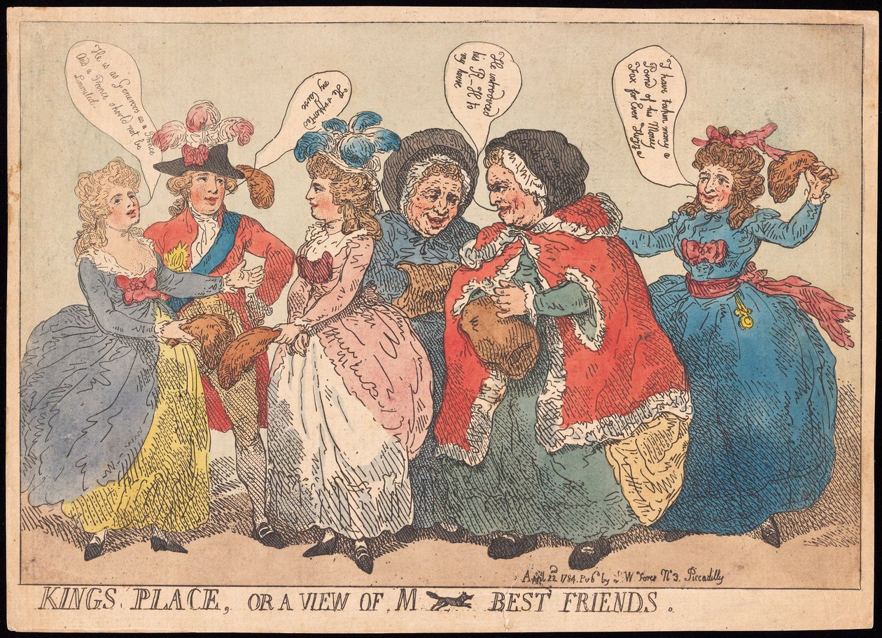 Kings Place, vagy kilátás M ---- Best Friends, pub. 1784 (kézzel színezett metszet) alkotó: Thomas Rowlandson