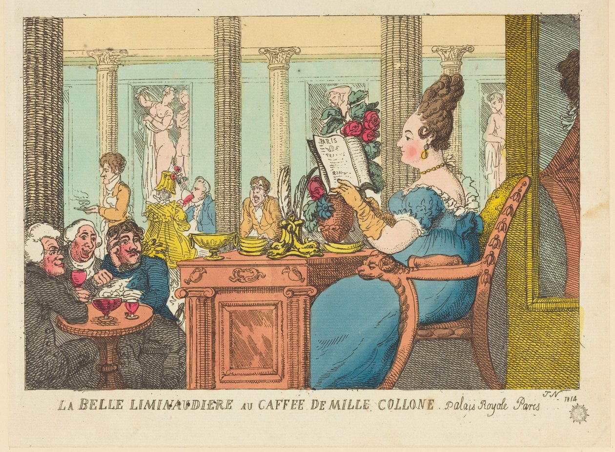 A „La Belle Limonaudiere” a Café des Mille Colonnes-ban, a Palais Royalban, Párizsban alkotó: Thomas Rowlandson