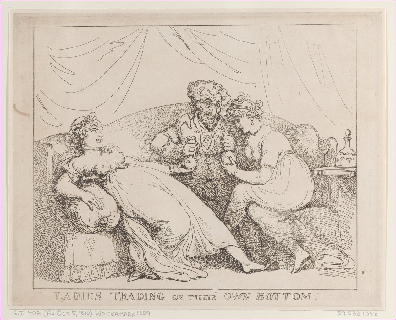 Saját fenéken kereskedő hölgyek, 1810. október 5., 1810. október 5. alkotó: Thomas Rowlandson