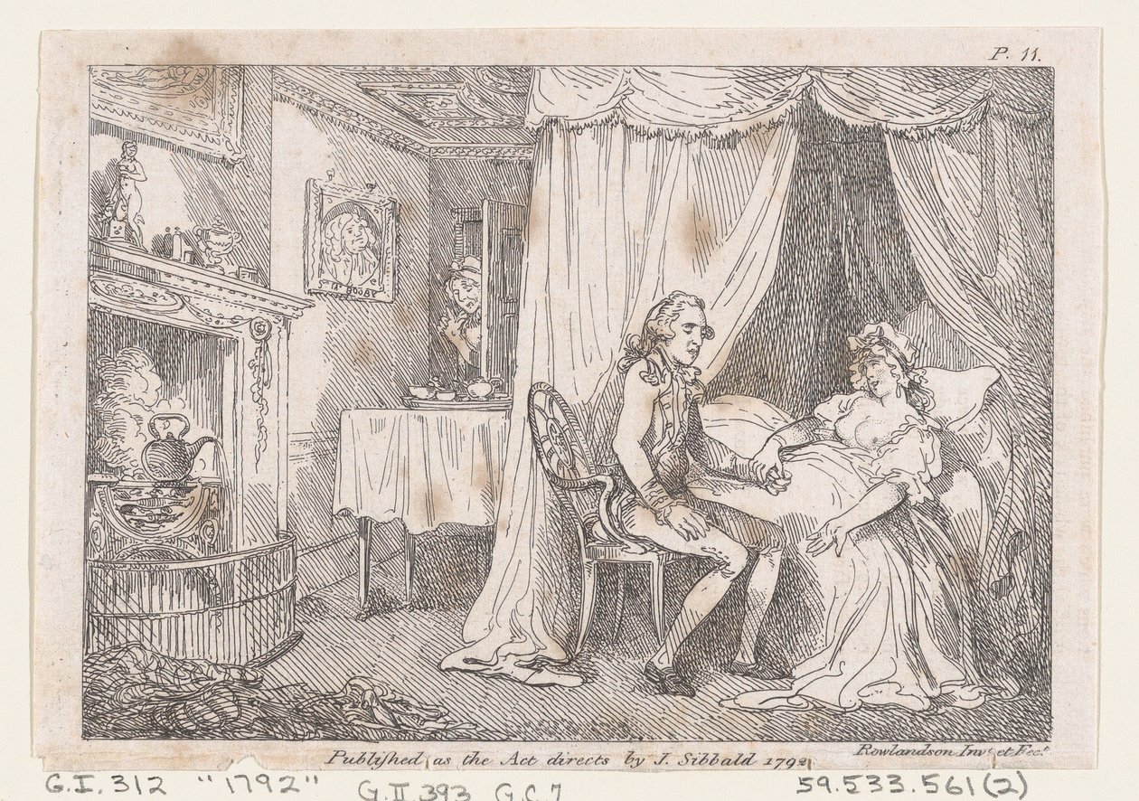 Lady Booby megpróbálja elcsábítani a makulátlan Josephet, a The Adventures of Joseph Andrew..., 1792-ből. alkotó: Thomas Rowlandson