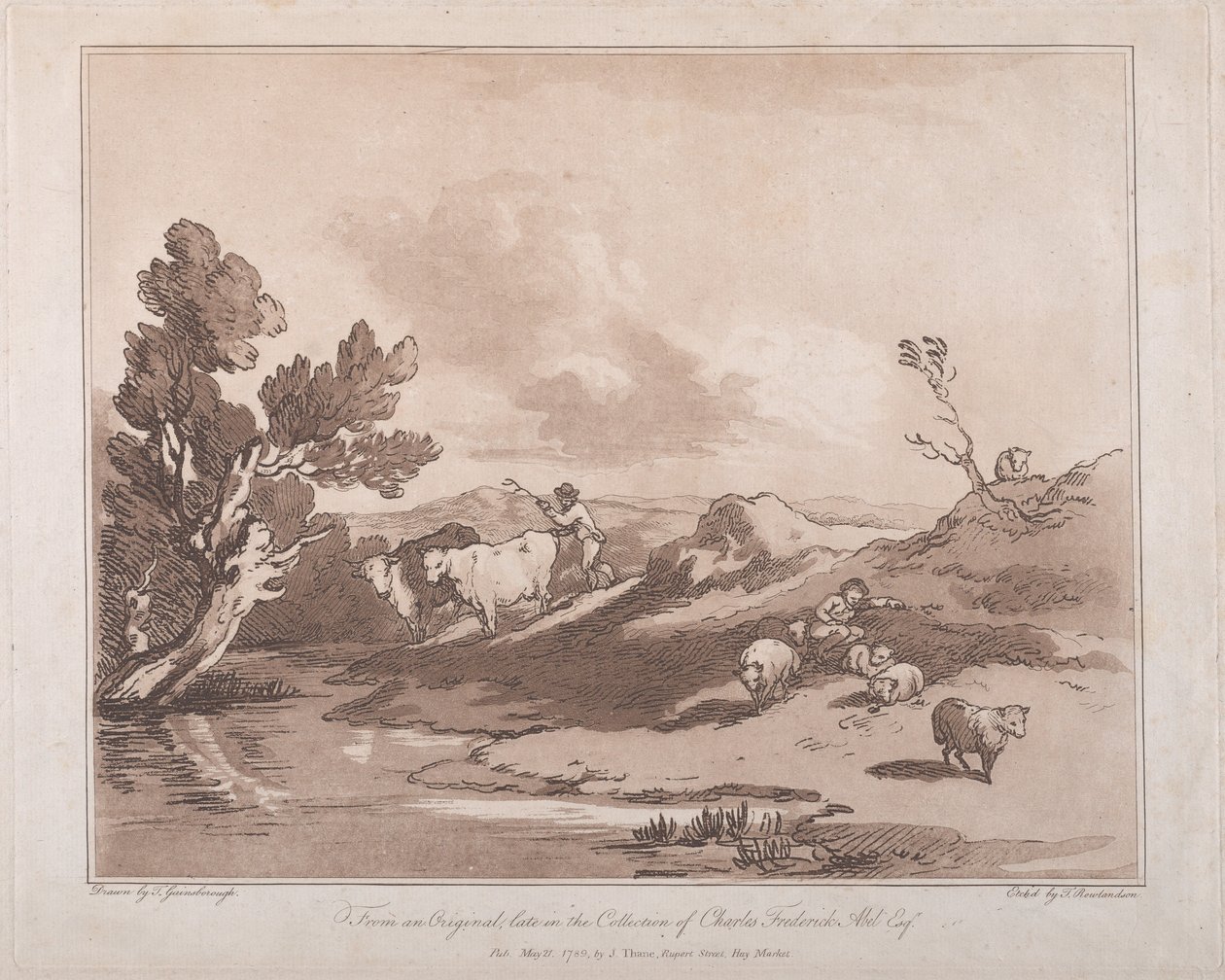 Táj terelő szarvasmarhával, és pihenő pásztorral, 1789. május 21., 1789. május 21. alkotó: Thomas Rowlandson