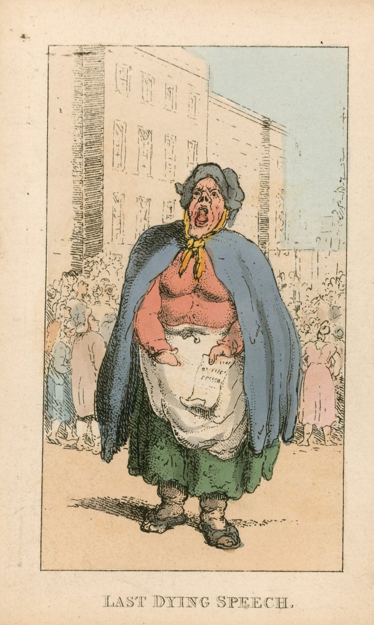Utolsó haldokló beszéd (színes metszet) alkotó: Thomas Rowlandson