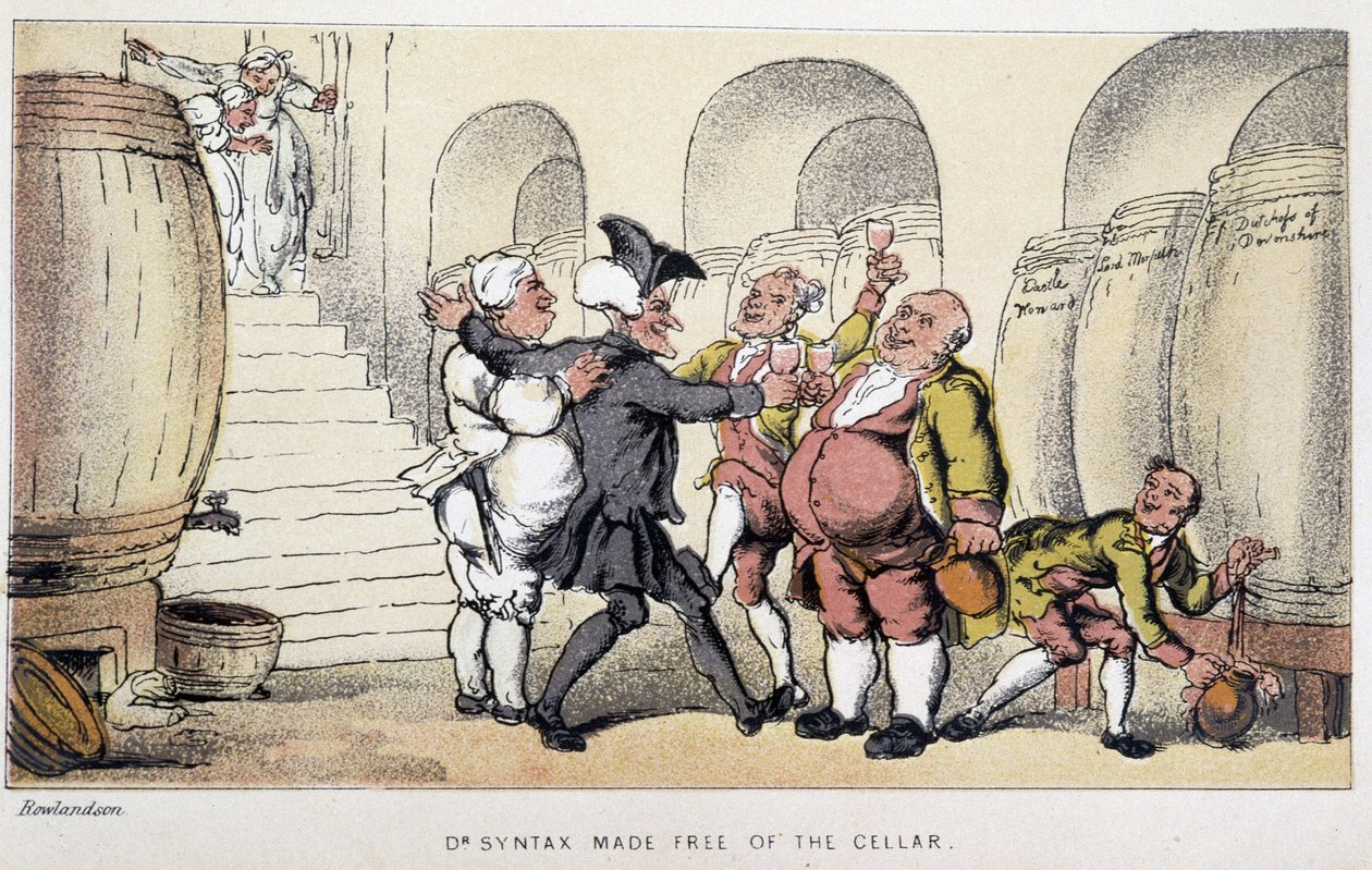 Le docteur dans un cellar ou un cave - a „” Doctor Syntax három körútjában: a festői vigasz és feleség keresésében” William Combe, ill. Rowlandson alkotó: Thomas Rowlandson