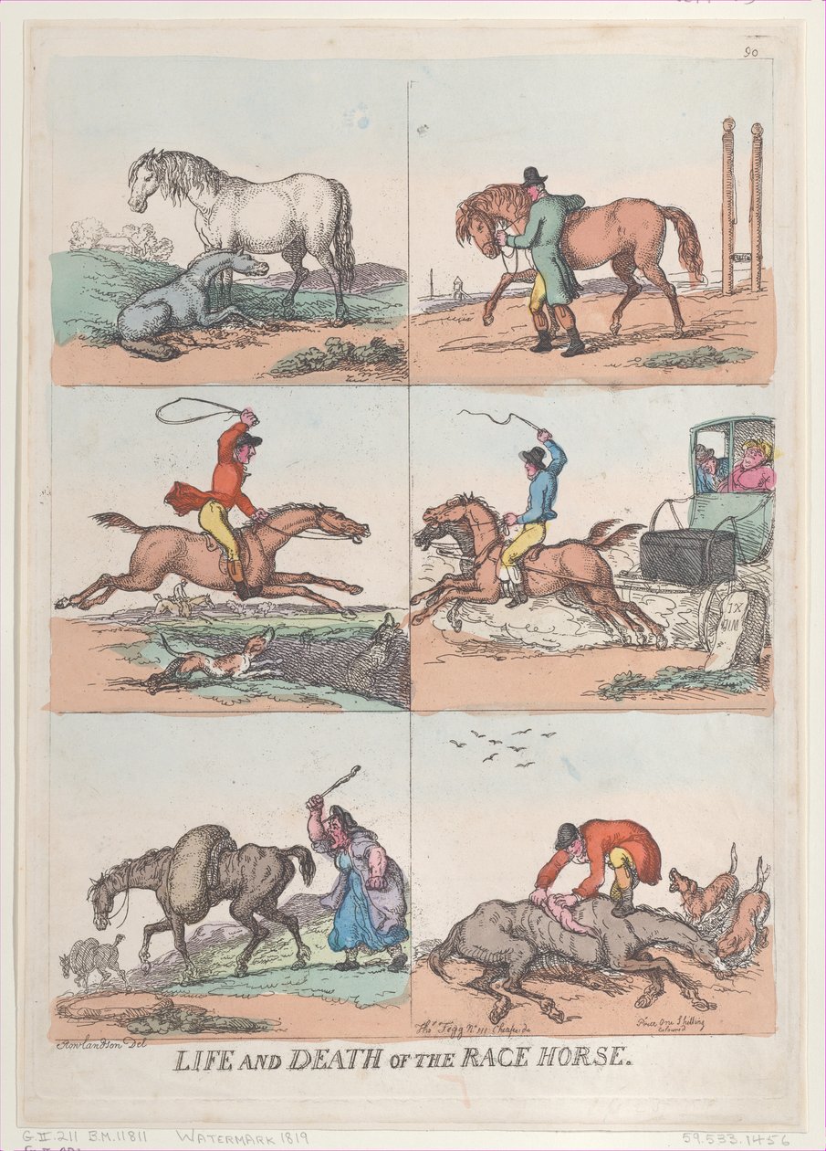 A versenyló élete és halála, [1811. szeptember 25.], reprint., [1811. szeptember 25.], utánnyomás. alkotó: Thomas Rowlandson