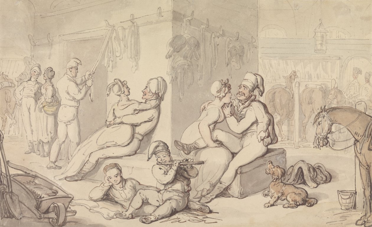 Light-Horse Cavalry laktanya (akvarell és toll és tinta papíron) alkotó: Thomas Rowlandson