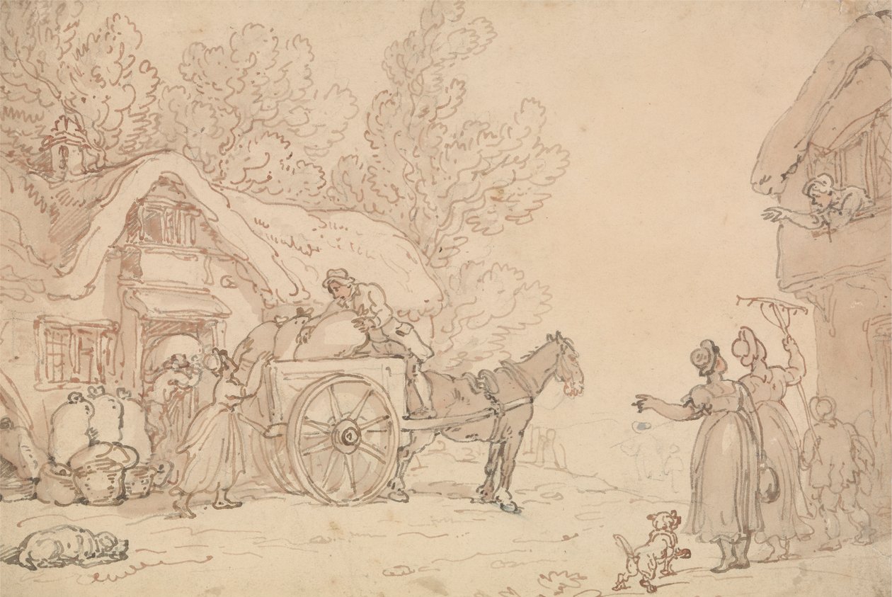 Zsákok bepakolása a kosárba alkotó: Thomas Rowlandson