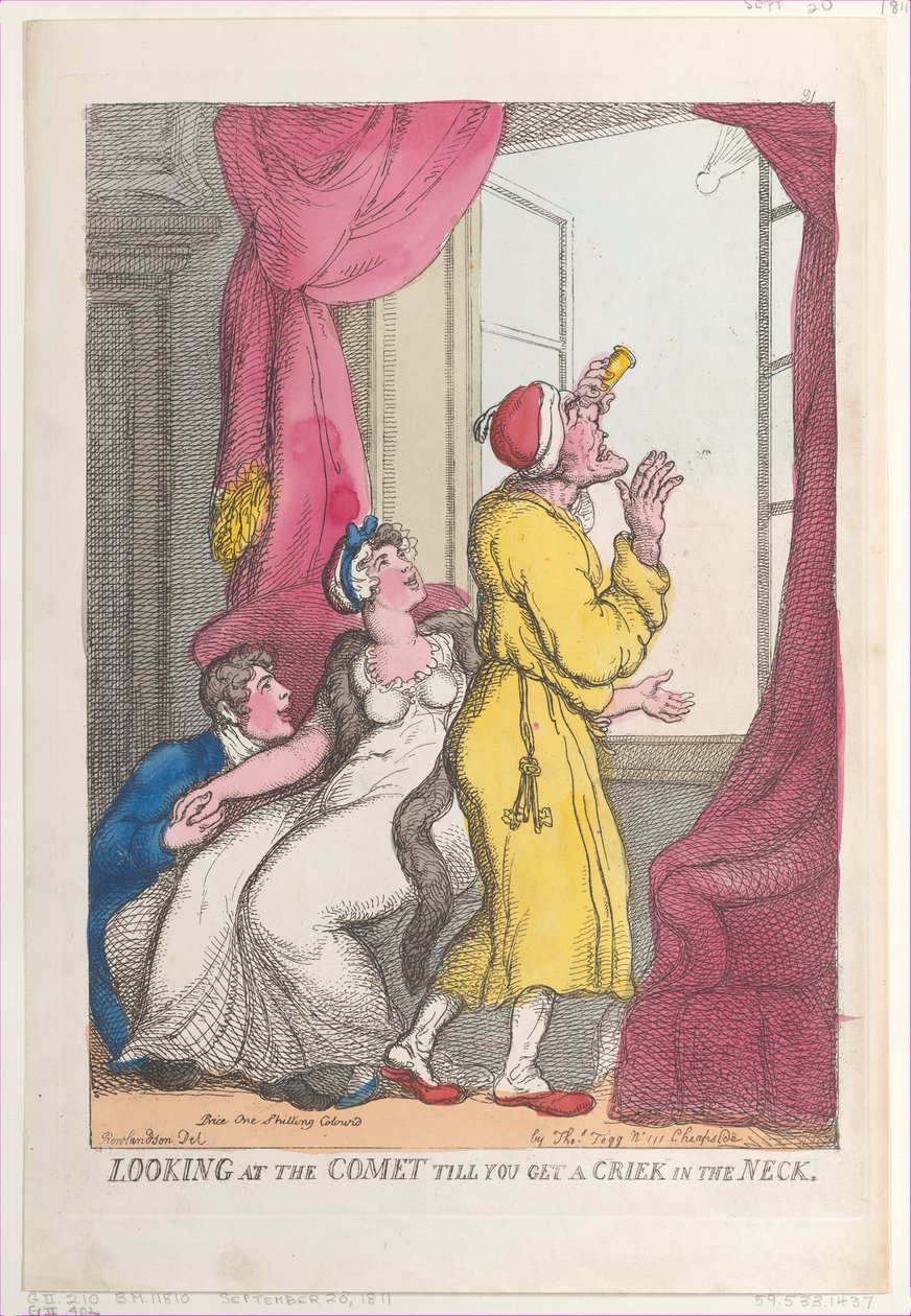 Nézzük az üstököst, amíg nem kap egy csípést a nyakába, 1811. szeptember 20., 1811. szeptember 20. alkotó: Thomas Rowlandson