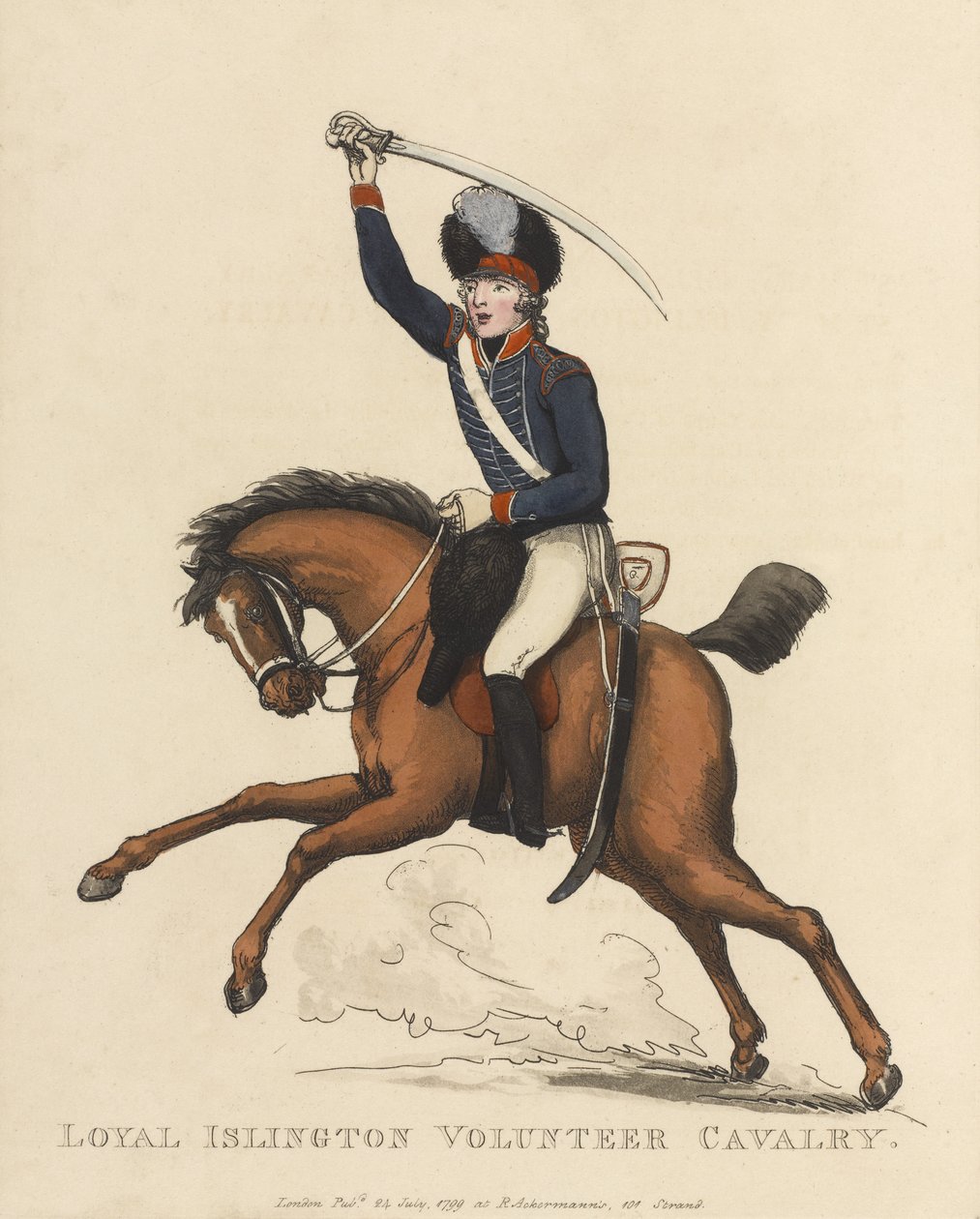 Loyal Islington Volunteer Cavalry, 1799 körül (színes akvatinta) alkotó: Thomas Rowlandson