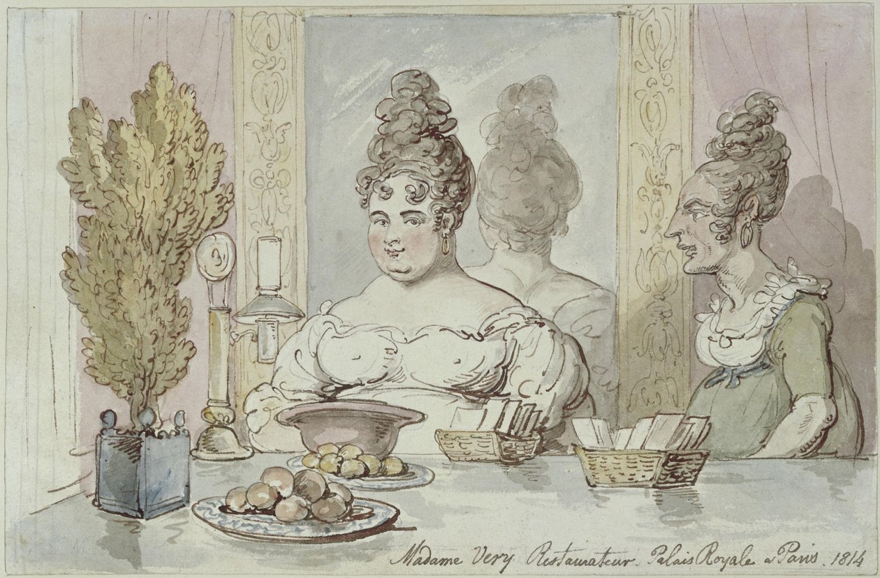 Véry asszony, étteremtulajdonos. Palais Royal, Párizs alkotó: Thomas Rowlandson