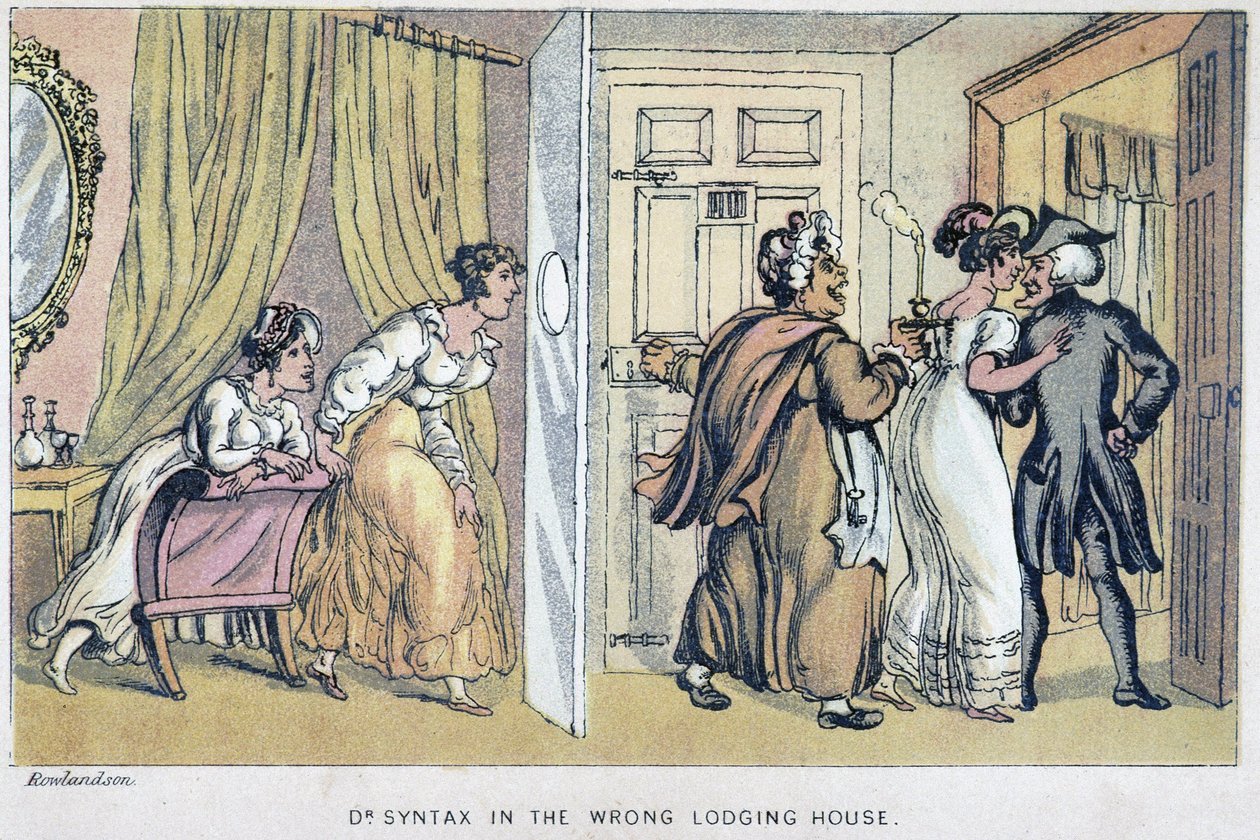 A Maison bezárása – a „” Doctor Syntax három körútjában a festői vigasz és felesége után”” William Combe, ill. szerző: Rowlandson, John Camden Hotten, Picadilly, London alkotó: Thomas Rowlandson