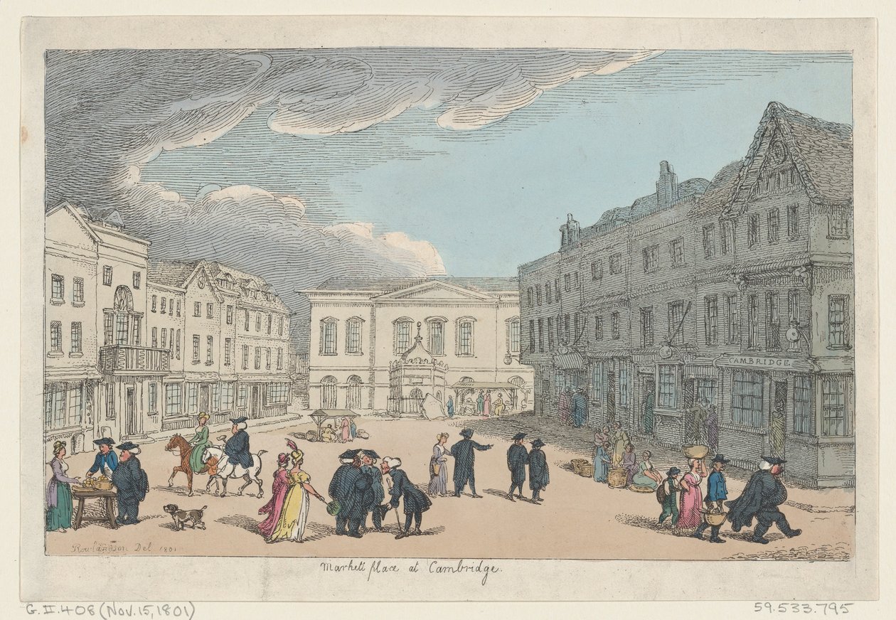 Market Place Cambridge-ben, 1801. november 15., 1801. november 15. alkotó: Thomas Rowlandson