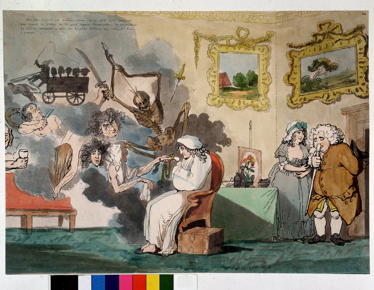 Mentális betegségek és látomások: a hipochondrium - Rowlandson rajza alkotó: Thomas Rowlandson