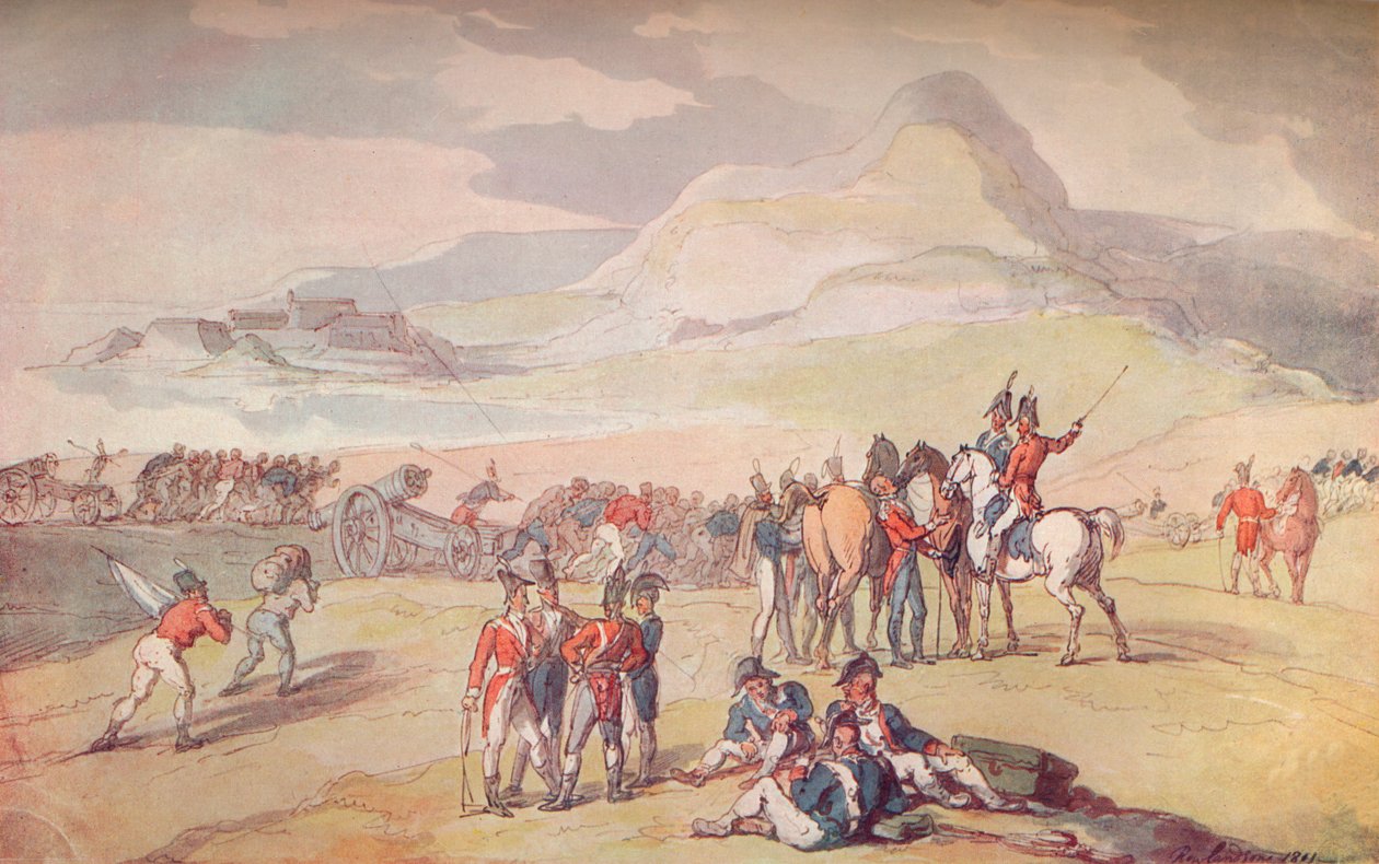 Katonai jelenet: Leszálló csapatok és fegyverek., 1801. 1914 alkotó: Thomas Rowlandson