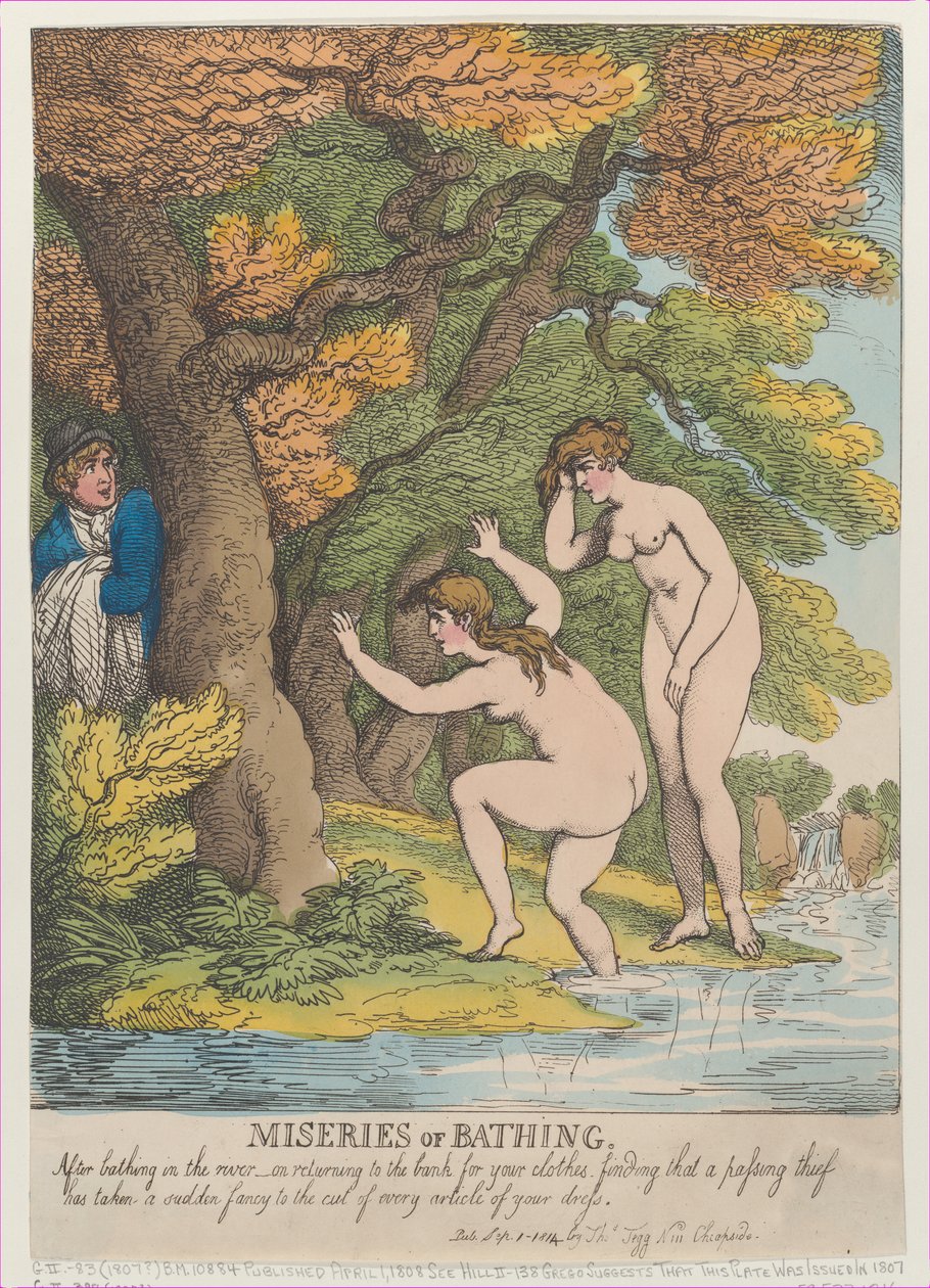 Miseries of Bathing, [1808. április 1.], újra kiadva szept..., [1808. április 1.], újra kiadva 1814. szeptember 1-én. alkotó: Thomas Rowlandson