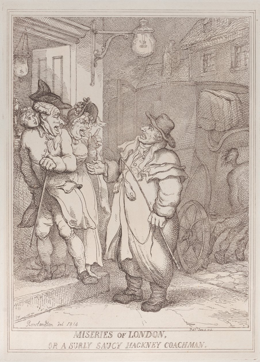 Miseries of London, avagy a Surly Saucy Hackney Coachman, 1814. június 4., 1814. június 4. alkotó: Thomas Rowlandson