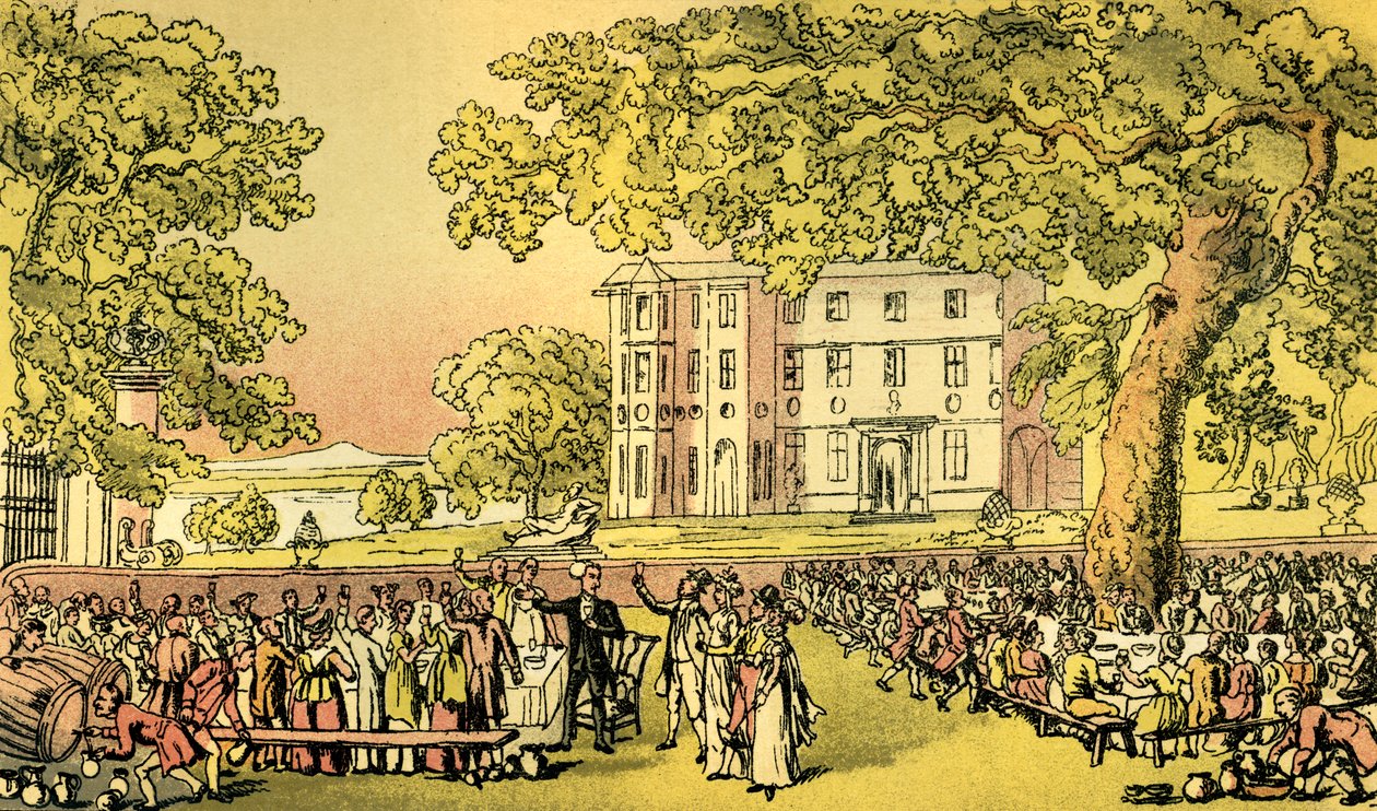 "Miss Worthy házassága - Dr. Syntax a székben" alkotó: Thomas Rowlandson