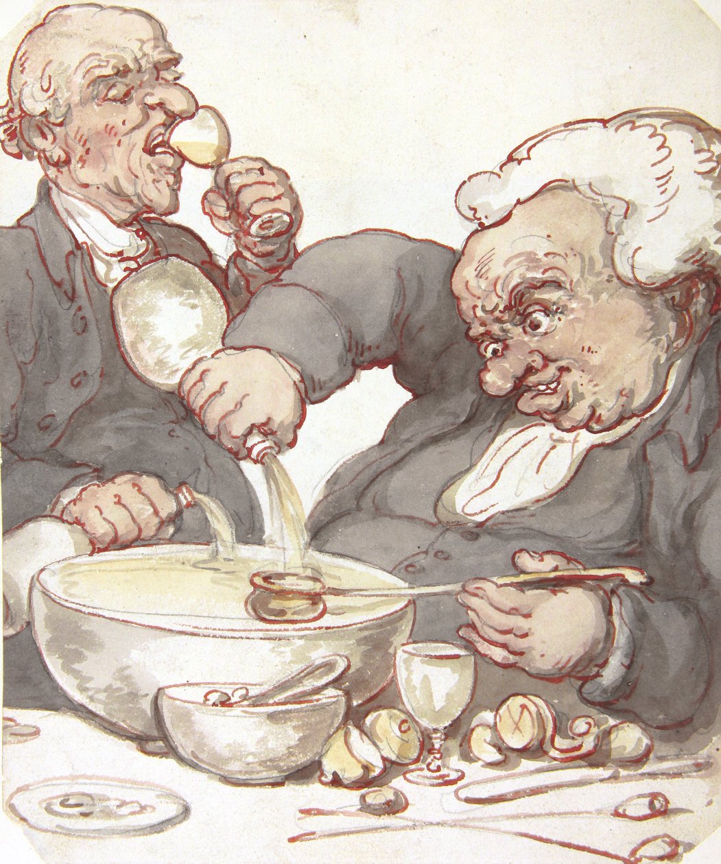 Mixing the Punch (tinta és akvarell ceruzával) alkotó: Thomas Rowlandson