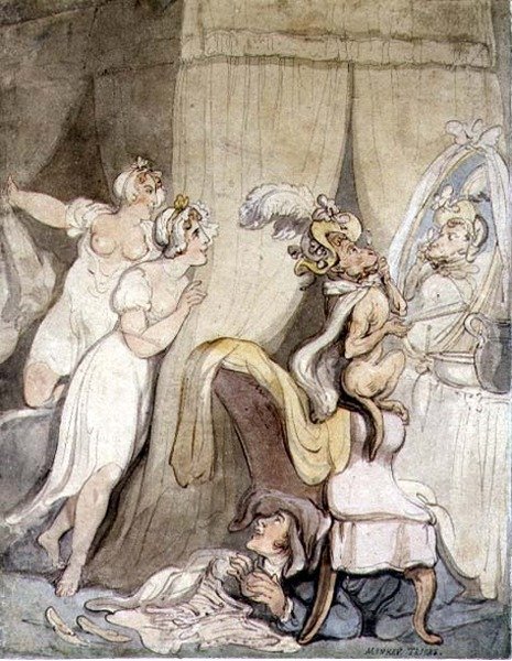 Majomtrükkök, 1800 körül (toll és tinta akvarellel papíron) alkotó: Thomas Rowlandson