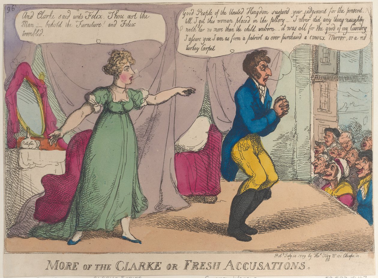 Bővebben a Clarke vagy Fresh Accusations, 1809. július 14., 1809. július 14. alkotó: Thomas Rowlandson