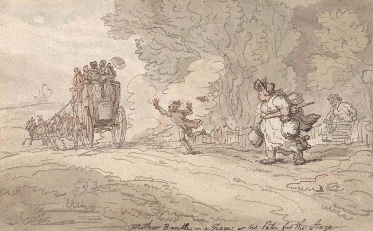 „A dühös anya” vagy „Már késő a színpadra lépni” alkotó: Thomas Rowlandson