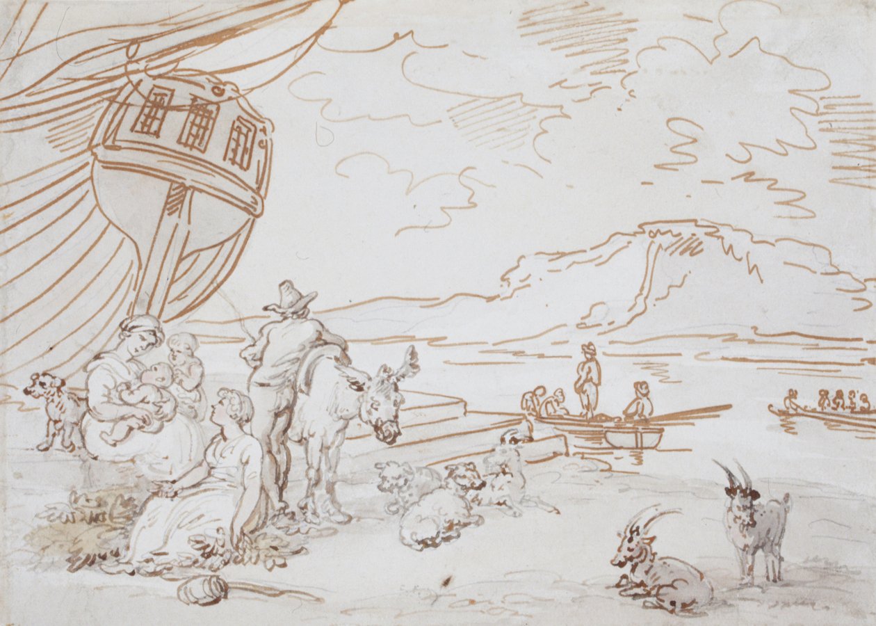 Anya és gyermekei a vízparton alkotó: Thomas Rowlandson
