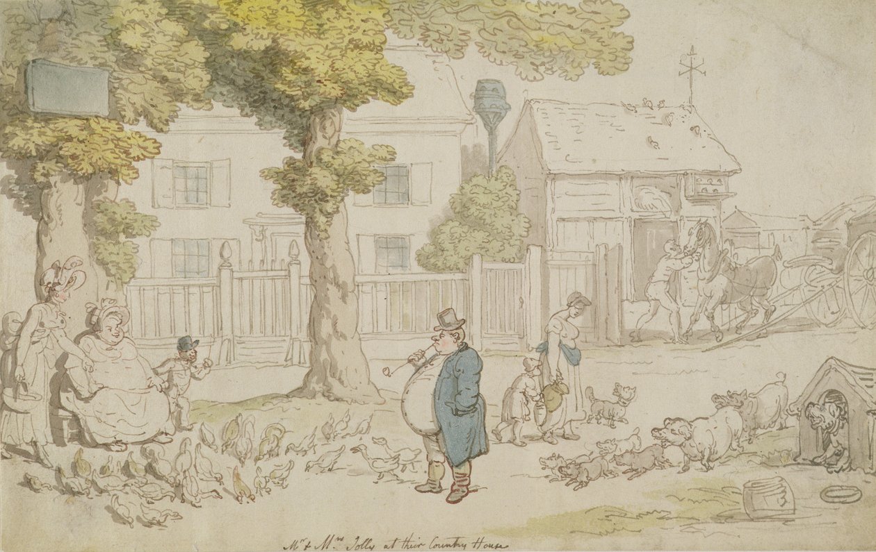 Mr és Mrs Jolly a vidéki házukban (akvarell, toll, tinta és ceruza papíron) alkotó: Thomas Rowlandson