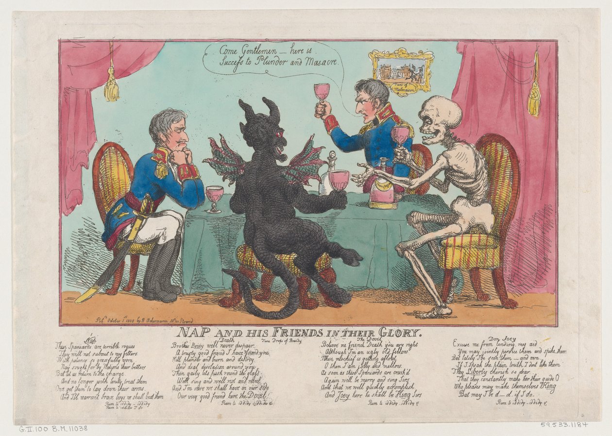 Nap és barátai dicsőségükben, 1808. október 1., 1808. október 1. alkotó: Thomas Rowlandson