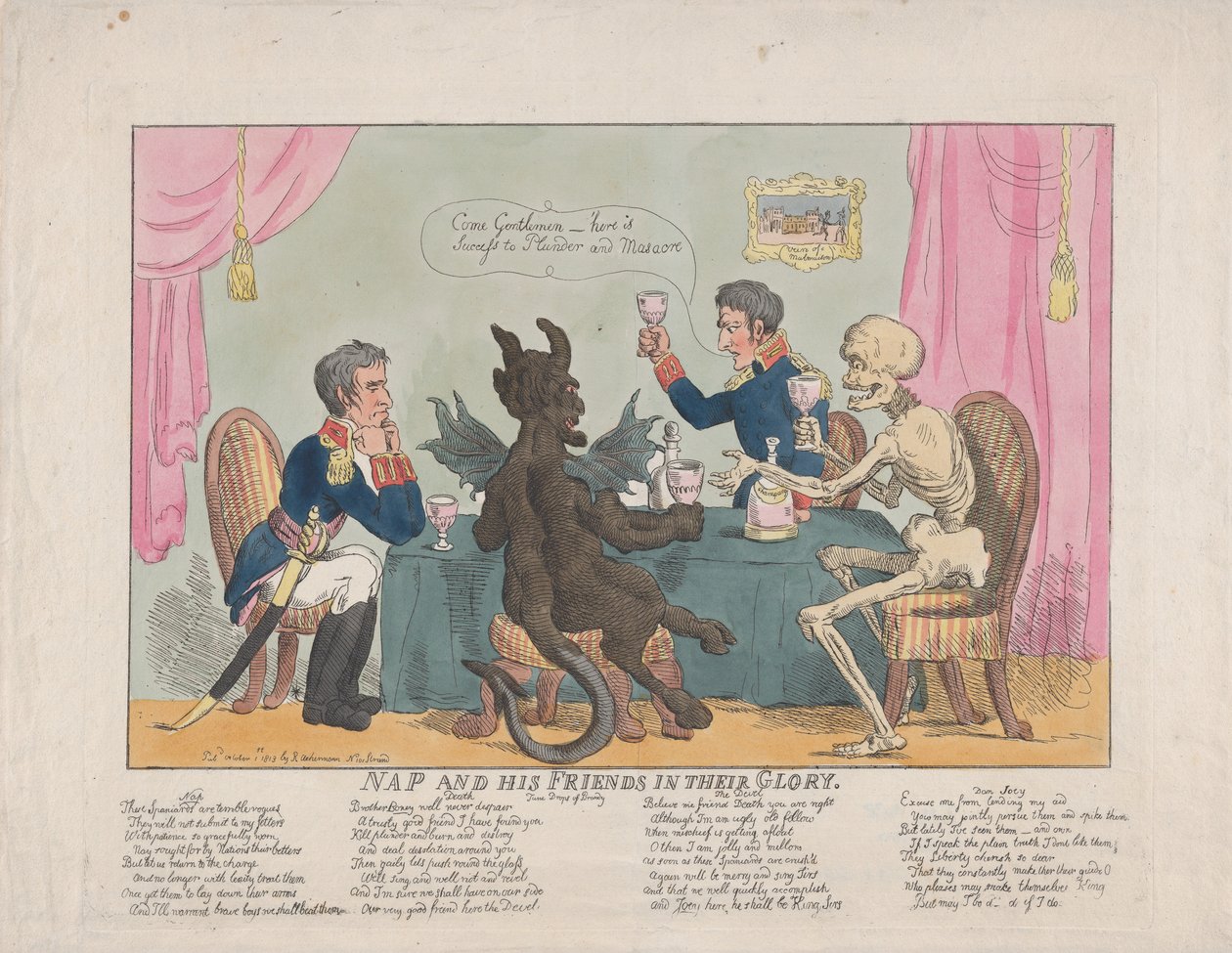 Nap és barátai dicsőségükben, 1813. október 1., 1813. október 1. alkotó: Thomas Rowlandson