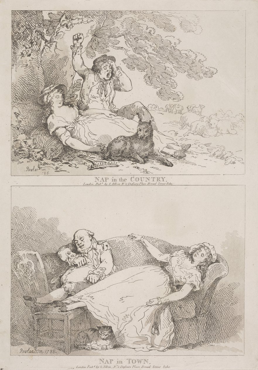 Szundítás vidéken – Szundítás a városban alkotó: Thomas Rowlandson
