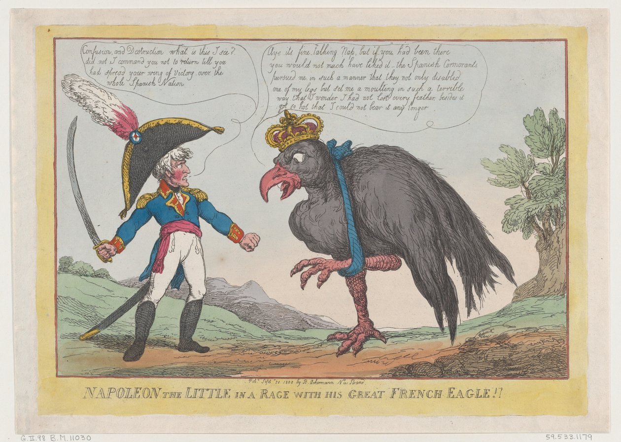 Napóleon, a kis dühöng a nagy francia sassal!!, 1808. szeptember 20., 1808. szeptember 20. alkotó: Thomas Rowlandson