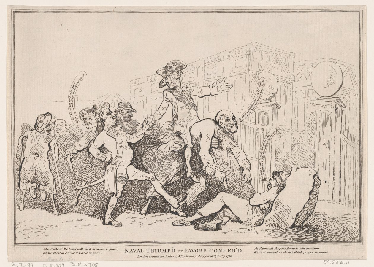Haditengerészeti diadal, avagy szívességek, 1780. november 13., 1780. november 13. alkotó: Thomas Rowlandson