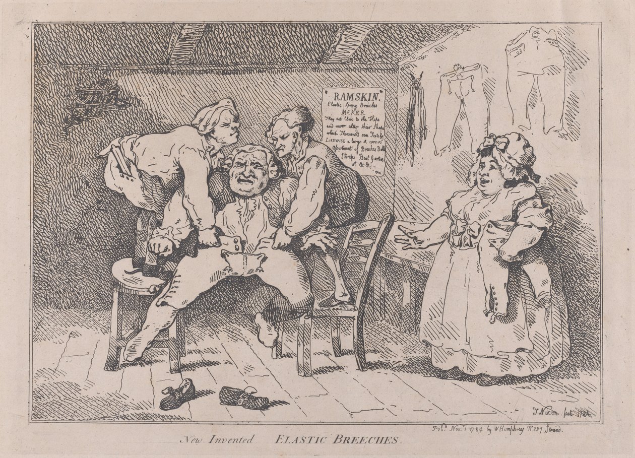 Új feltalált elasztikus nadrág, 1784. november 1., 1784. november 1. alkotó: Thomas Rowlandson