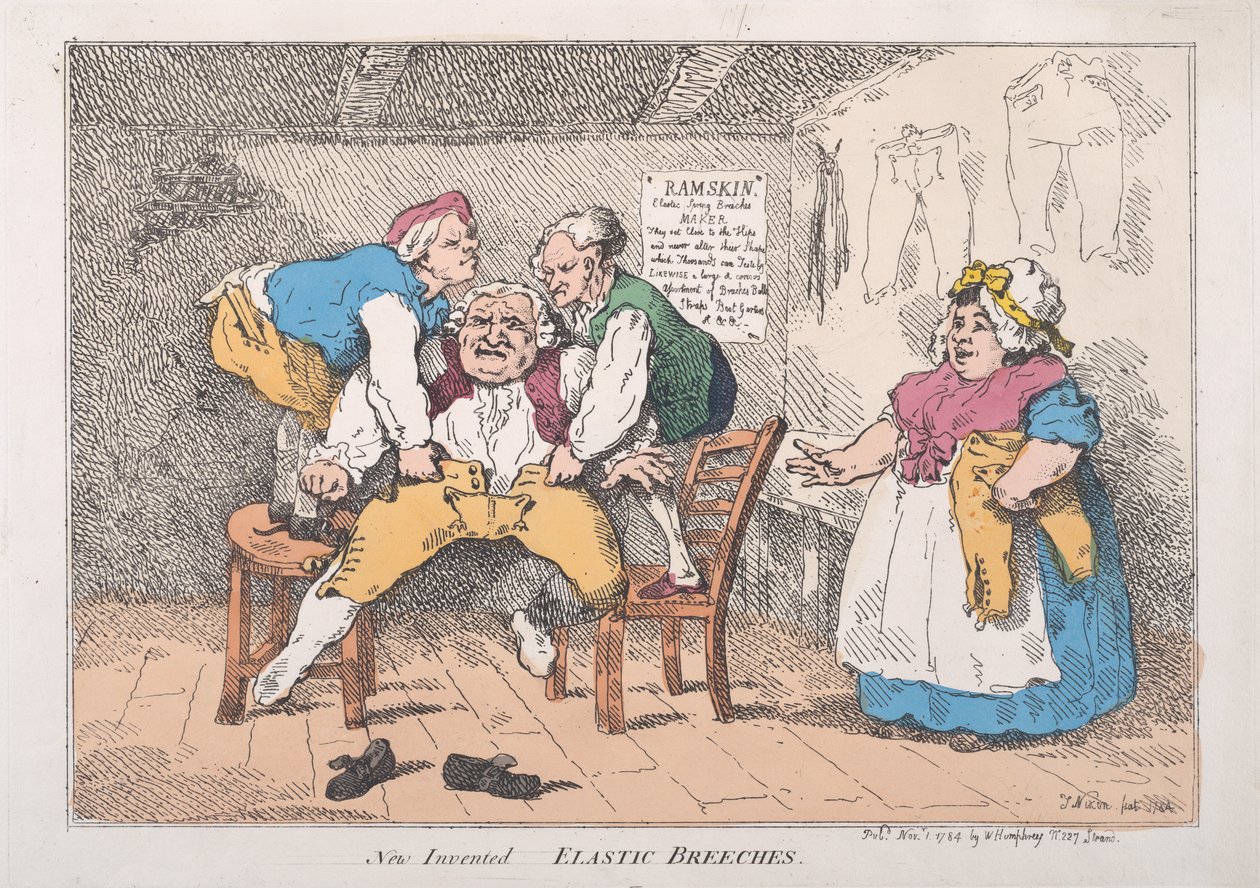 Új feltalált elasztikus nadrág, 1784. november 1., 1784. november 1. alkotó: Thomas Rowlandson