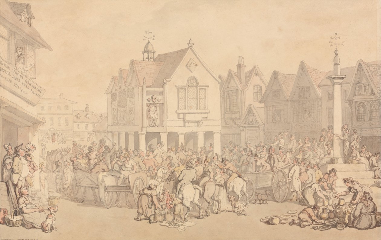 Newbury Market Place, Berkshire alkotó: Thomas Rowlandson