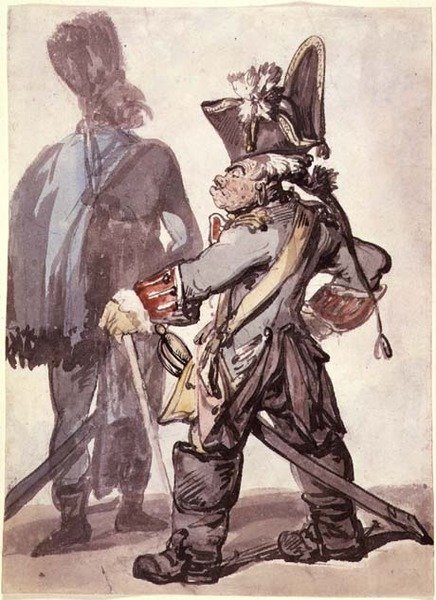 No.2160 Nagy Frigyes (1712-86) és egyik tisztje (toll, szépia és akvarell papíron) alkotó: Thomas Rowlandson