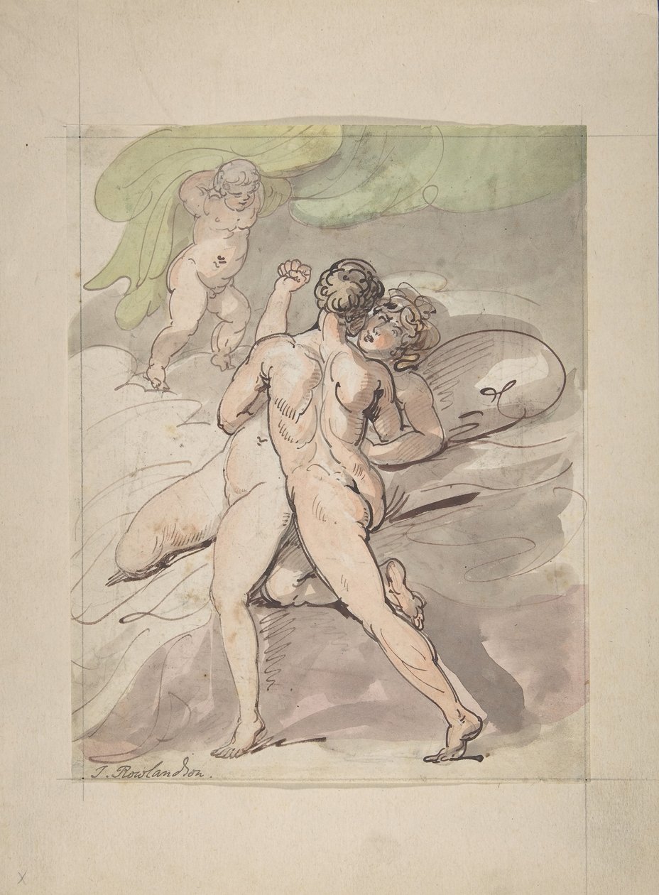 Meztelen pár ölelés, 1780-1827. alkotó: Thomas Rowlandson