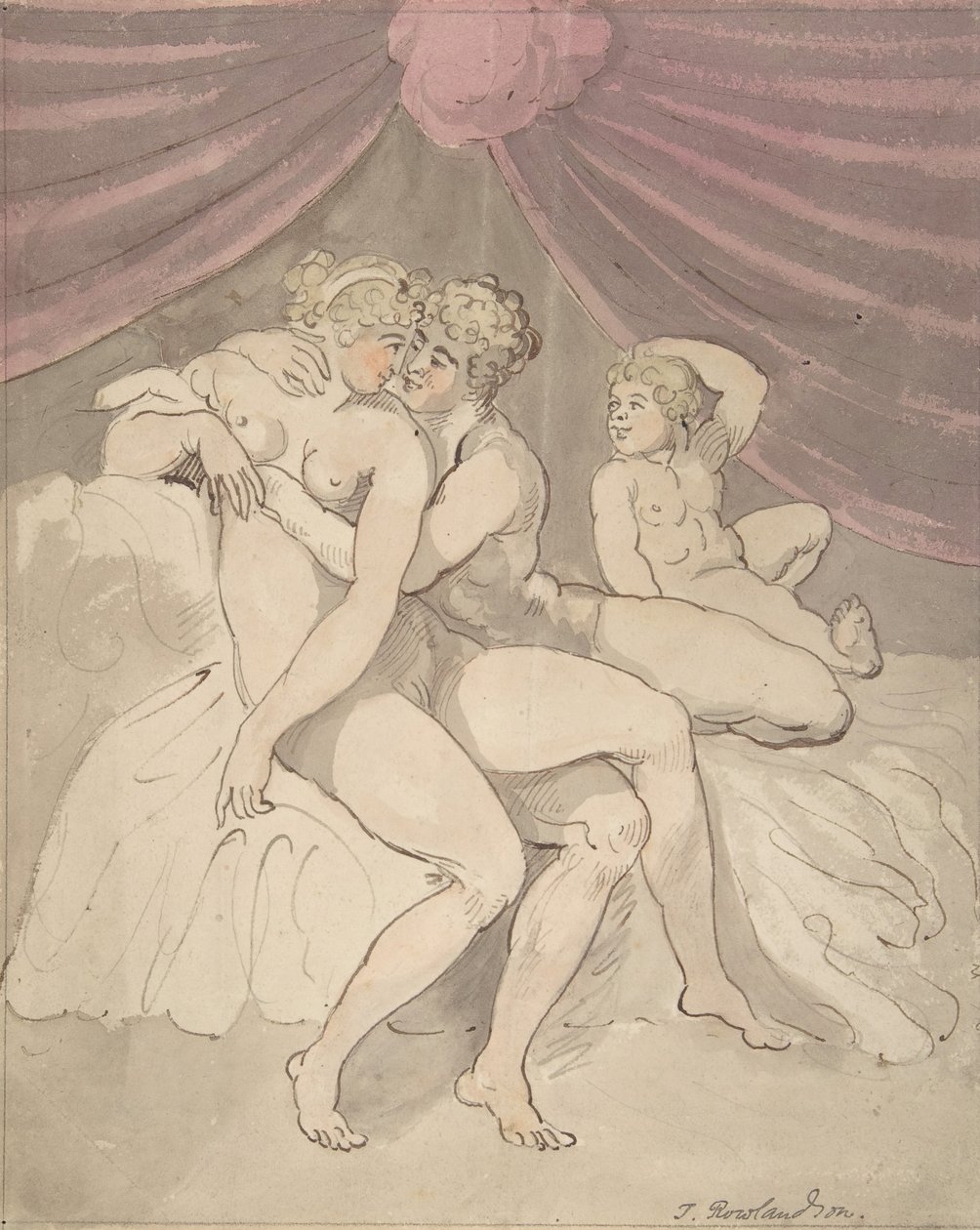 Meztelen pár ölelés, 1780-1827. alkotó: Thomas Rowlandson