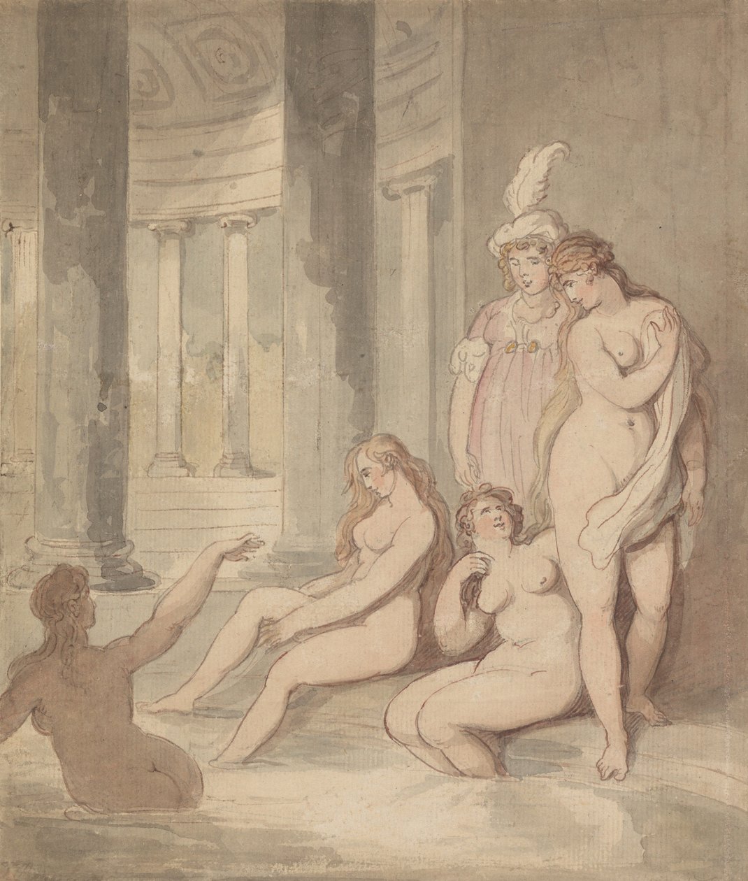 Nimfák egy római fürdőben alkotó: Thomas Rowlandson