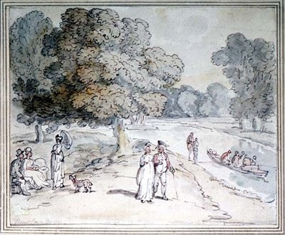 A Temzén (toll és tinta, akvarell) alkotó: Thomas Rowlandson