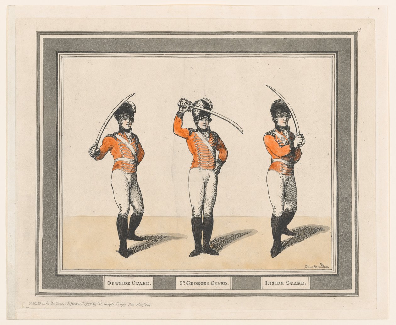 Outside Guard, St. Georges Guard, Inside Guard, 1798. szeptember 1., 1798. szeptember 1. alkotó: Thomas Rowlandson